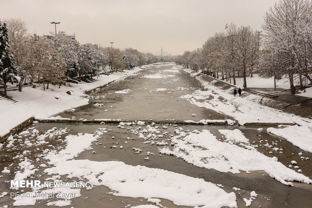 الثلج يكسو شوارع مدينة "أرومية" شمال غربي ايران