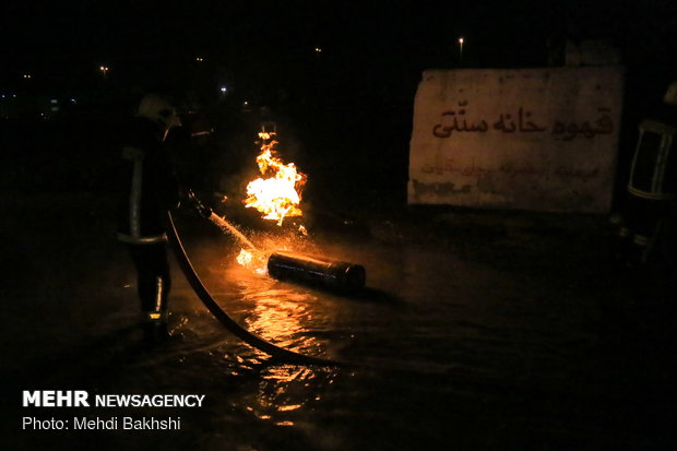 حرق في ورشة شحن اسطوانات الغاز السائل في مدينة قم