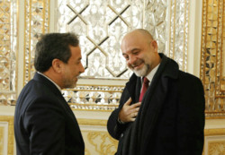 Polish Deputy Foreign Minister Maciej Lang and his Iranian counterpart Abbas Araqchi