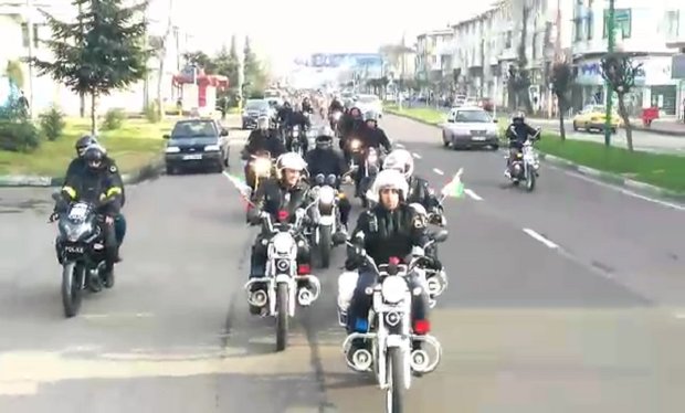 Bikers parade on 40th anniv. of Islamic Revolution