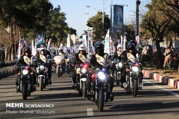 Bikers parade on 40th anniv. of Islamic Revolution