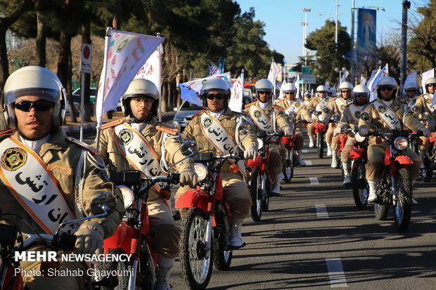 Bikers parade on 40th anniv. of Islamic Revolution