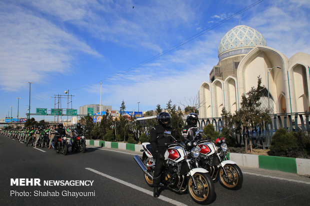 Bikers parade on 40th anniv. of Islamic Revolution