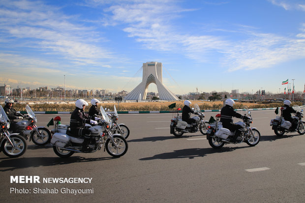 Bikers parade on 40th anniv. of Islamic Revolution