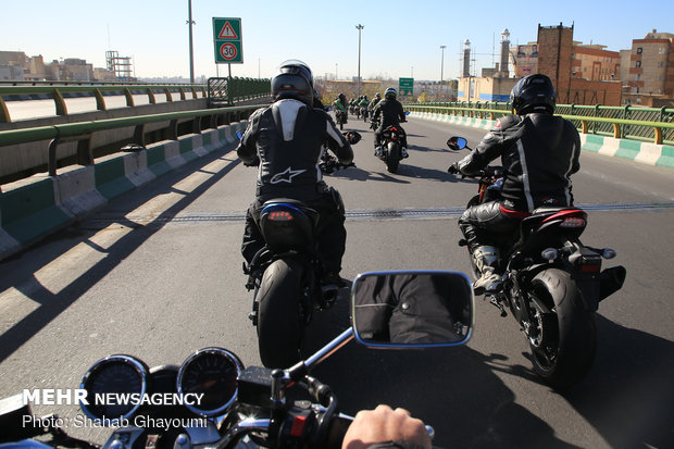 Bikers parade on 40th anniv. of Islamic Revolution