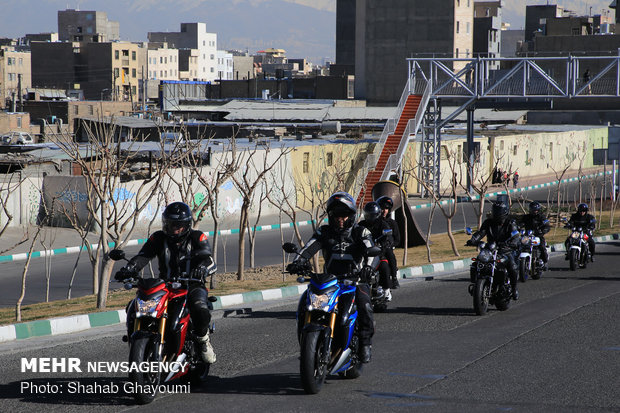 Bikers parade on 40th anniv. of Islamic Revolution