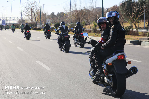 Bikers parade on 40th anniv. of Islamic Revolution