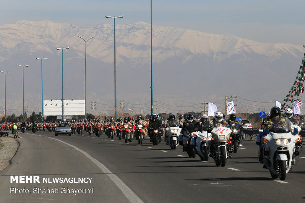 Bikers parade on 40th anniv. of Islamic Revolution