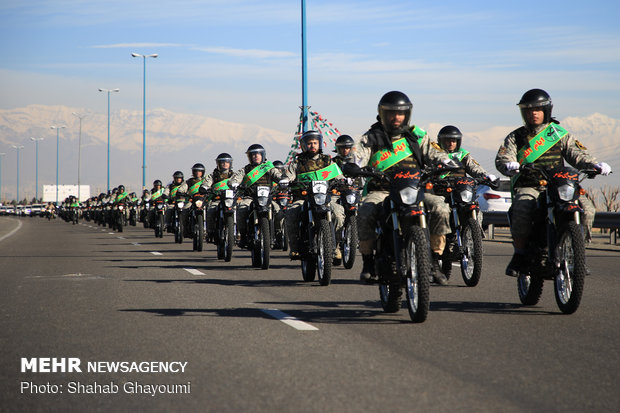 Bikers parade on 40th anniv. of Islamic Revolution