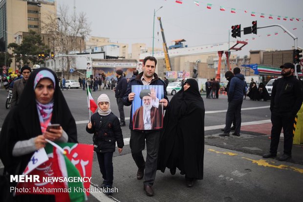 راهپیمایی ۲۲ بهمن در ۴۰ سالگی انقلالاحتفالات الجماهيري في طهران بالذكرى الأربعين للثورة الإسلامية اب