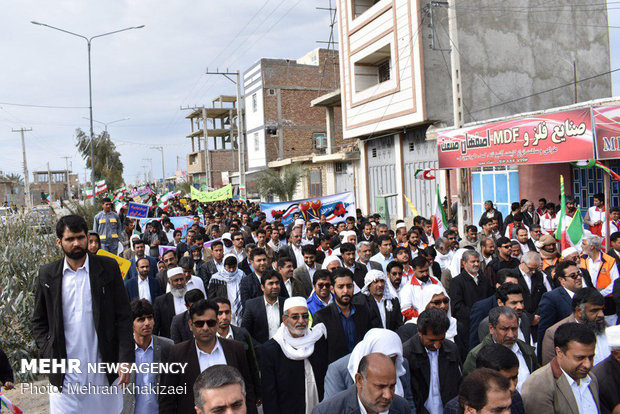 راهپیمایی ۲۲ بهمن در شهرستان مهرستان استان سیستان و بلوچستان