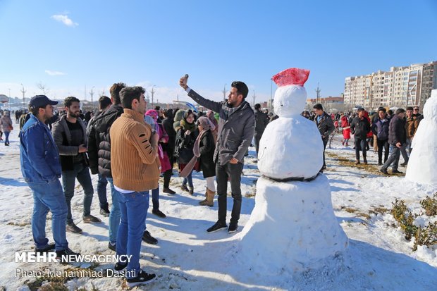 Snowman festival in NW Iran