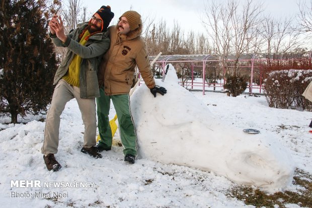 Snow sculpting competition held in Tabriz