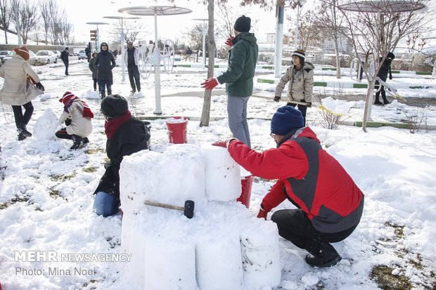 Snow sculpting competition held in Tabriz