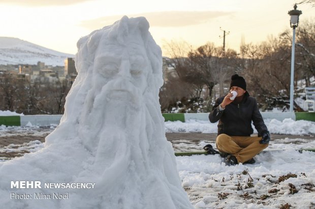 Snow sculpting competition held in Tabriz