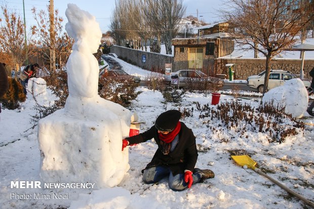 Snow sculpting competition held in Tabriz