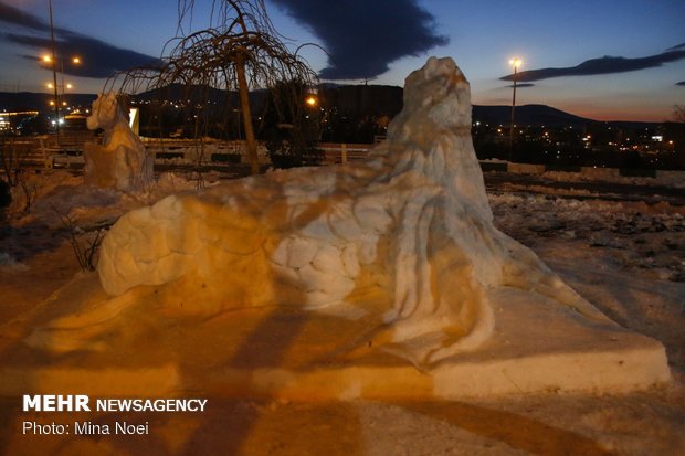 Snow sculpting competition held in Tabriz