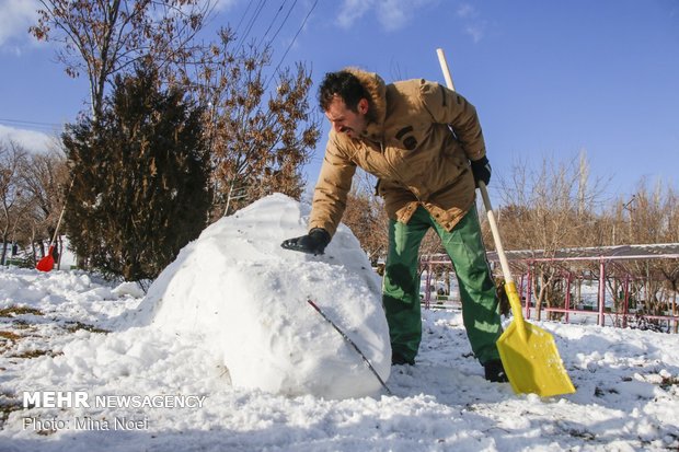 Snow sculpting competition held in Tabriz