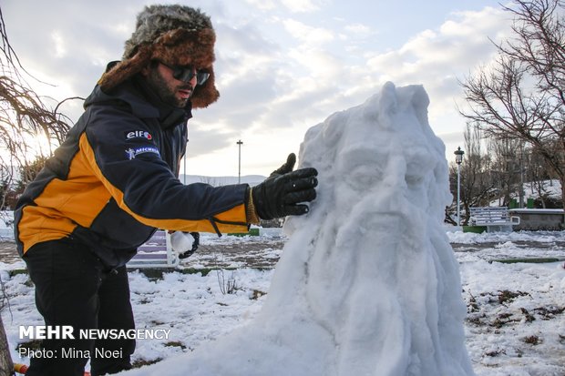 Snow sculpting competition held in Tabriz