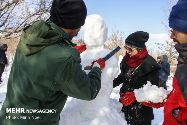 Snow sculpting competition held in Tabriz