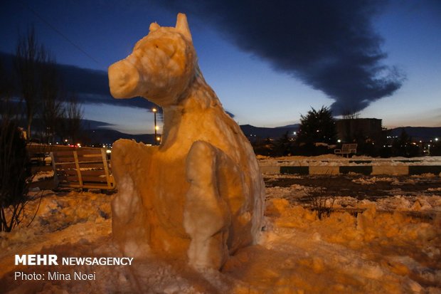 Snow sculpting competition held in Tabriz