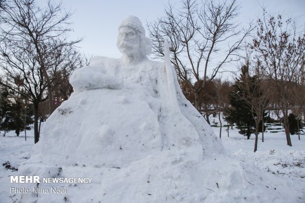 Snow sculpting competition held in Tabriz