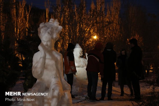 Snow sculpting competition held in Tabriz