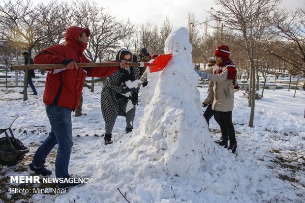 Snow sculpting competition held in Tabriz