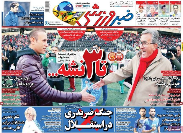 صفحه اول روزنامه‌های ورزشی ۲۹ بهمن ۹۷