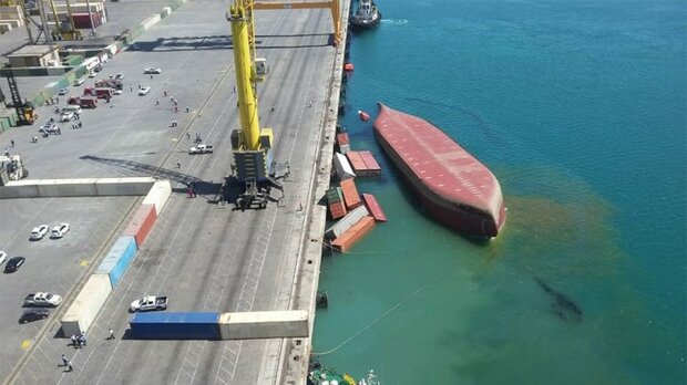 VIDEO: Early footage of capsized cargo ship in S Iran