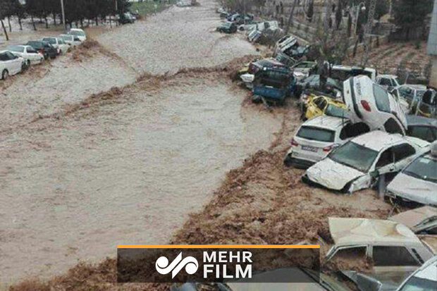 سیلاب وحشتناک‌ در دروازه سعدی شیراز