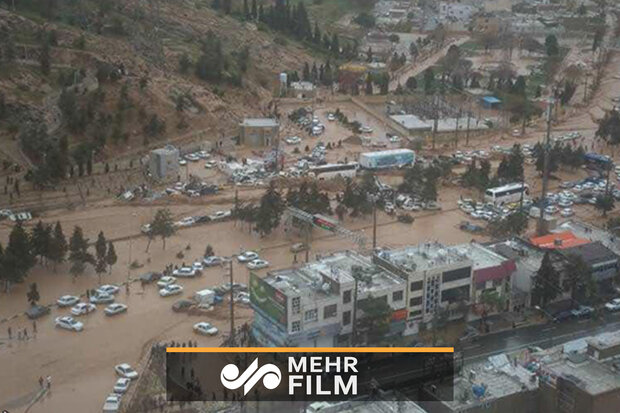 شرایط خیابان های شیراز بعد از سیلاب امروز