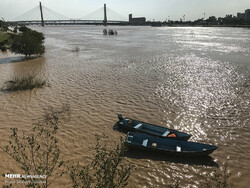 Karun River, in southwestern city of Ahvaz, is filled following recent rainfalls in the region