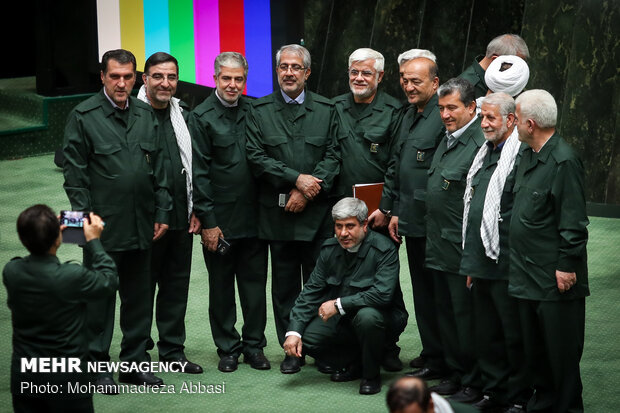 MPs dressed in IRGC uniform in open session