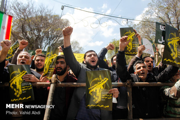 People in Tabriz march to protest against US designation of IRGC terrorist group 