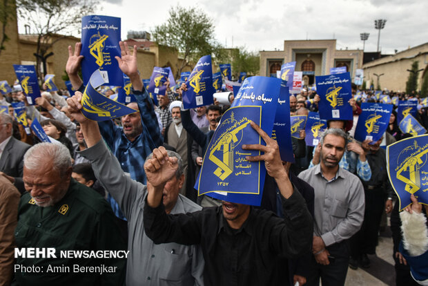 People protest against US' IRGC blacklisting in Shiraz