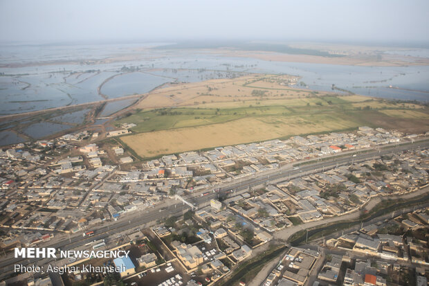 تصاویر هوایی از مناطق درگیر سیل در خوزستان و لرستان
