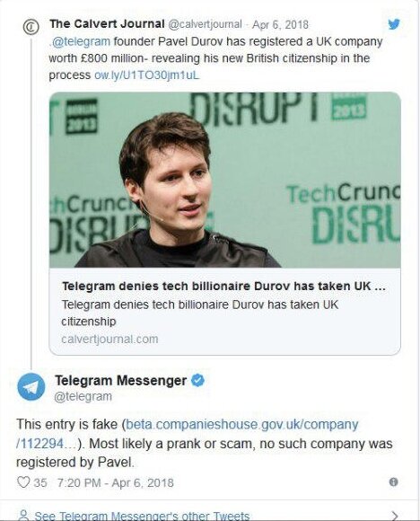 شرکت جعلی انگلیسی با نام تلگرام کلاهبرداری می کند