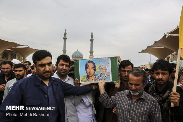 Funeral procession of two martyred defenders of holy shrine in Qom