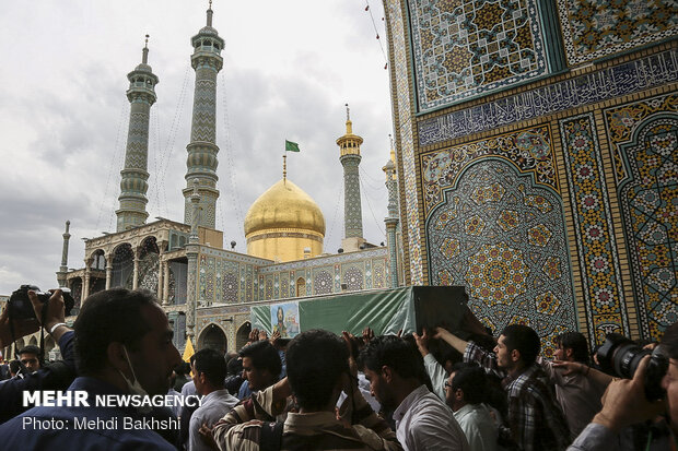 Funeral procession of two martyred defenders of holy shrine in Qom