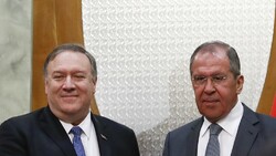 Mike Pompeo met Sergey Lavrov in Sochi to discuss a range of issues including Iran, Venezuela and Ukraine [Pavel Golovkin, Pool/AP]