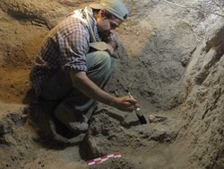 An archaeologist uncovers historical remains from an ancient underground “city” located in Salehabad district of Hamedan province, west-central Iran.