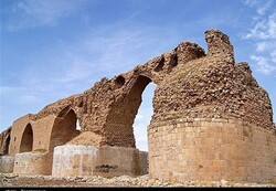 A view of the ruined Kashkan Bridge in Lorestan province.