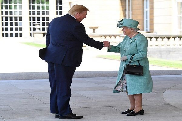 Trump's unusual handshake with British queen