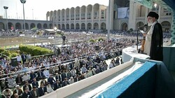 Leader of the Islamic Revolution Ayatollah Seyyed Ali Khamenei greets a large crowd of people attending Eid al-Fitr prayers at the Imam Khomeini Grand Prayer Grounds (Mosalla) in Tehran, Iran, June 5, 2019. (Photo by Khamenei.ir)