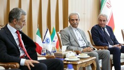 Gholam-Hossein Shafeie head of ICCIMA (right)  Italian Ambassador to Iran Mauro Conciatori (left)