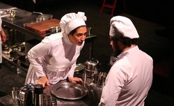 Members of the Leev Theater Group led by director Hassan Majuni perform Arnold Wesker’s “The Kitchen” at Tehran’s Paliz Theater on November 7, 2016. (Tehran Picture Agency/Milad Beheshti)
