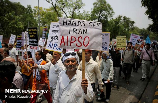 اعتراض به سیاست های ضد ایرانی آمریکا در هند‎