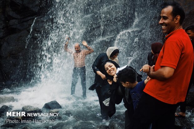 Ganjnameh waterfall in Hamedan province