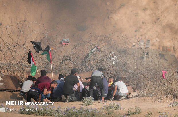 غزہ میں وطن واپسی پر مبنی 64 واں احتجاجی مظاہرہ